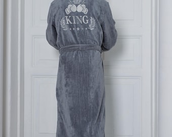 Mens Robe– Mens Velour Terry Cotton, Personalized Robe, Monogrammed Robe, Custom Gift for Him, Father’s Day
