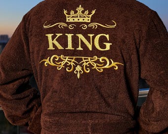 Men’s Bathrobe – 100% Cotton, Custom Name Embroidered Robe for Home, Terry Cloth Loungewear for Him