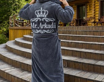 sachin and babi light blue dress Gown | Bathrobe Aari Embroidered in Dark Brown Tweed Wool