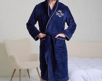 Mens Robe– Mens Velour Terry Cotton, Personalized Robe, Monogrammed Robe, Custom Gift for Him, Father’s Day