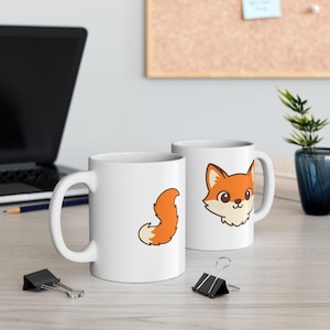 Cute Fox Ceramic Mug for Animal Lovers, Cozy Coffee Cup, Gift for Friends, Cute Kitchen Decor, 11oz 15oz