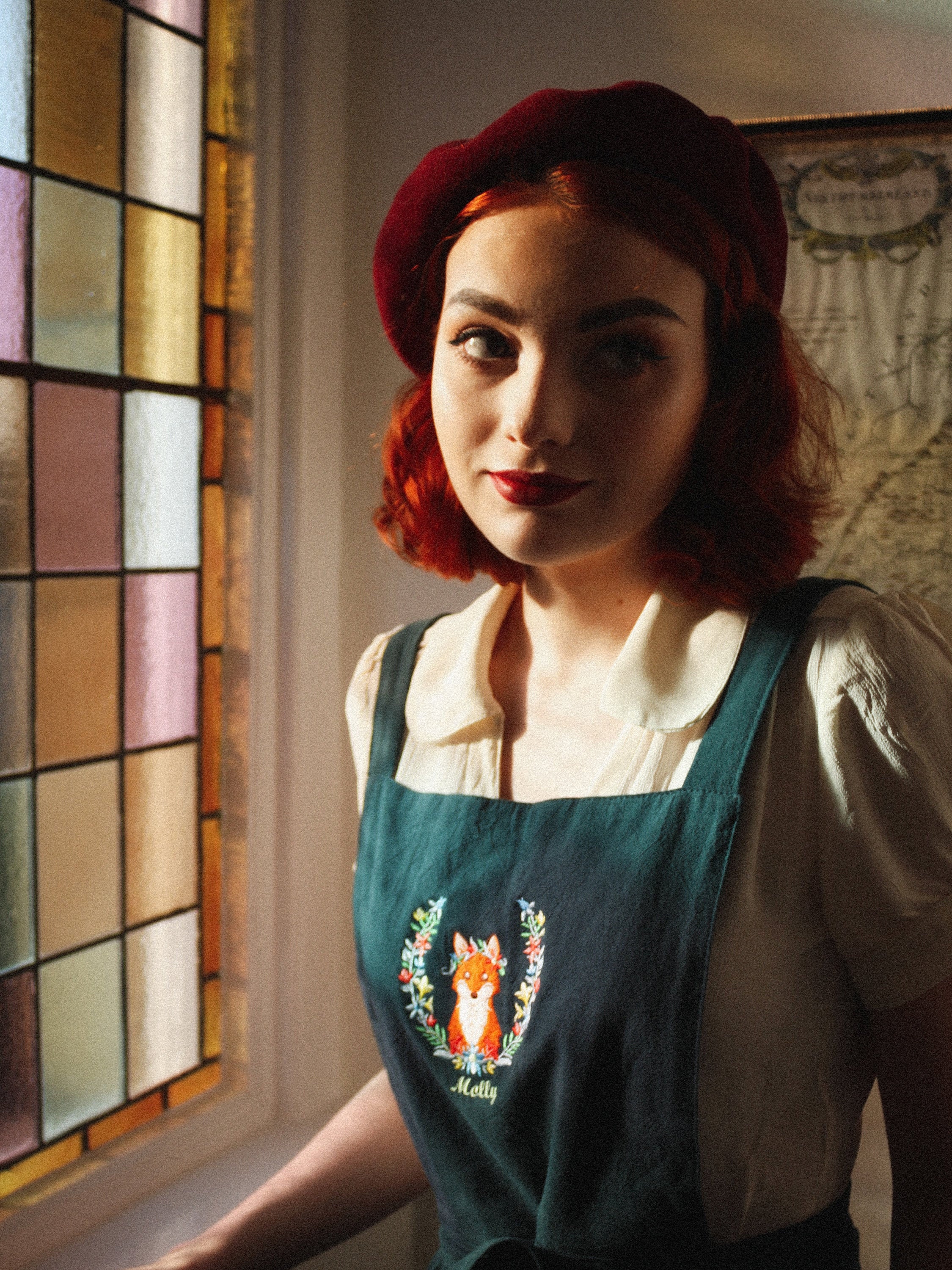 Tablier Personnalisé en Coton Vert Forêt Pour Femmes Tablier Doux Naturel