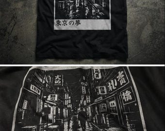 Japanese Streetwear T Shirt, Birthday Gift, Tokyo Graphic Tee,  Anime Aesthetic Shirt, Black Oversized Tee, J Fashion Clothing