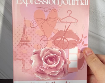 Diario floral personalizado en rosa ruborizado / Diario romántico de tapa dura