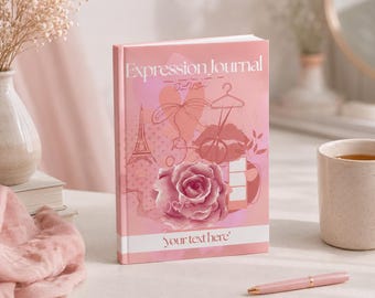 Personalised Name Fashion Journal Cover, Birthday Gift, Custom Hardcover Aesthetic Notebook, Luxury Chic Gift for Her, Cute Sketchbook