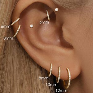 G23 Titanium Cartilage Hoop Earring | AAAAA CZ Huggie | Waterproof Hypoallergenic Helix, Tragus, Lobe Piercing Jewelry | 6mm 8mm 10mm 12mm