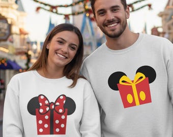 Paar Disney Weihnachten Sweatshirt, Mickey & Minnie Weihnachten Sweatshirt, Paar Urlaub Pullover, Freizeitpark-Liebhaber Geschenk
