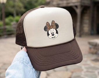 Casquette trucker Safari Minnie, chapeau Minnie léopard, casquette kingdon animal, casquette tenue des parcs Disney, chapeau pour femme Disney, chapeau Disney