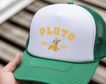 Pluto Trucker Hat, Disney Inspired Character Cap, Foam Mesh Snapback, Theme Park Cap, Disney Adult Gift