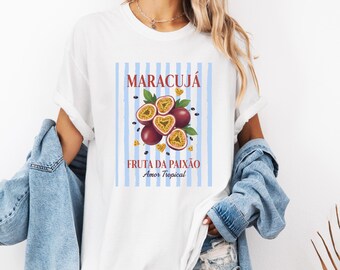 Comfort Colors® Maracujá Passion Fruit Shirt, Amor Tropical Graphic Tee, Brazilian Fruit T-shirt, Summer Retro Aesthetic Top