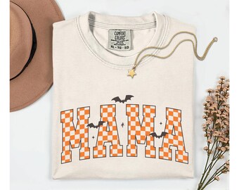 Comfort Colors® Mama Shirt, Halloween Mama T-shirt, Cute Mom Tee, Spooky Mama Outfit, Mom Life Halloween Gift, Pumpkin Mama Costume