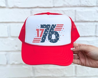 chapeau de camionneur USA vintage, chapeau patriotique 1776, chapeau du Memorial Day, chapeaux de fête du 4 juillet