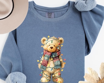 Retro Holiday Sweatshirt: Christmas Teddy Bear Sweatshirt