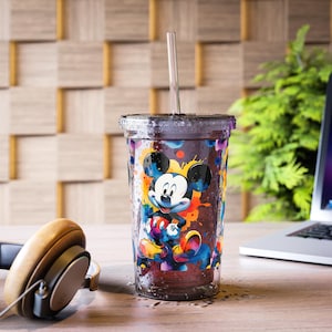 Mickey Mouse Acrylic Cup | Mickey Acrylic Tumbler 16oz | Colorful Travel Tumbler | Fun Gift for Kids | BPA free