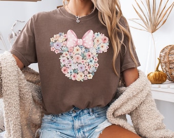 Chemise tête de fleur Minnie, t-shirt floral Minnie, t-shirt de la fête des fleurs Epcot tenue voyage Disney, chemise de printemps Disney