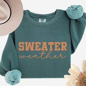 Sweater Weather Sweatshirt, Cozy Oversized Pullover, Unisex Fall Fashion Sweatshirt, Minimalist Vintage Style Sweater, Gift for Her & Him