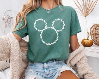 Chemise en corde Mickey Disney Cruise, t-shirt marin Comfort Colors® Disney, chemise croisière vacances en famille, tenue voyage Disney