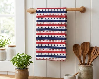 Strofinaccio patriottico, decorazione per la cucina del 4 luglio, strofinaccio da cucina in stile americano, decorazioni rosse, bianche e blu, decorazioni per il Memorial Day.
