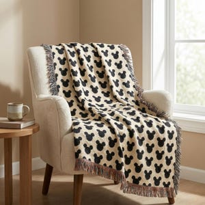 Mickey Mouse Woven Blanket, Disney Throw Blanket, Disney Home Decor, Disney World Gift, Mickey Mouse Couch Throw, Cotton Woven Blanket