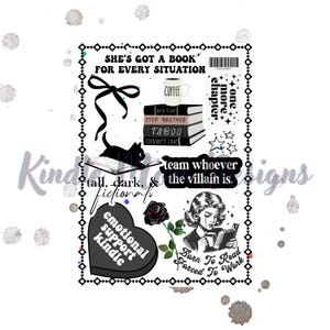 Black and White Bookish Kindle Digital Insert