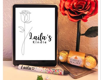 Personalized Single Rose Kindle Lock Screen