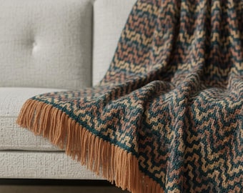 Modern Chevron Mosaic Crochet Blanket Pattern – Contemporary Throw PDF Download