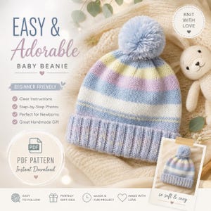 Baby Beanie Knitting PDF | Easy Beginner Project | Newborn DIY | Instant Digital Download