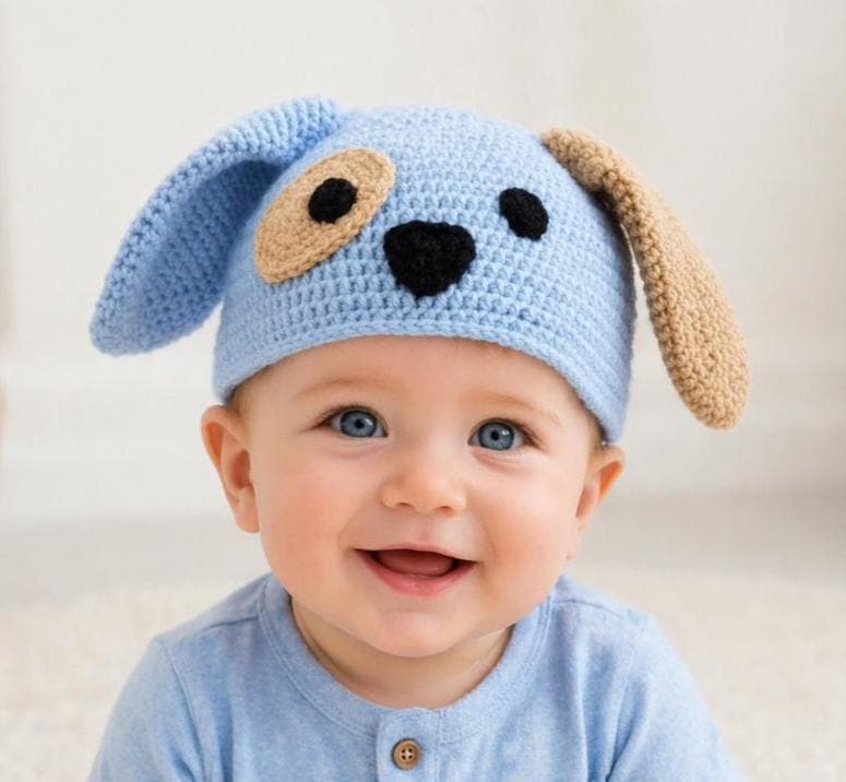39 Dog Hat Crochet Patterns to Make for Photos, Gifts, and Festive Dress-Up 13 Baby Dog Hat Crochet Pattern Animal Beanie
