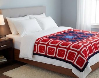 Big Granny Square Blanket Crochet Pattern | Cozy Throw PDF | Instant Digital Download