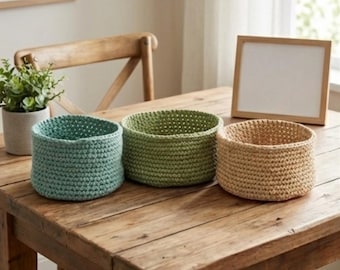 Three Crochet Nesting Baskets Pattern ( Resuable ) | PDF Guide | Instant Digital Download