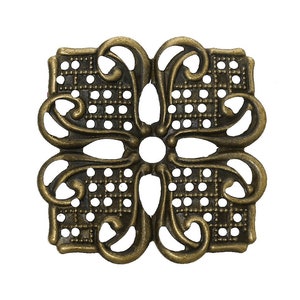 Nickel /& Cadmium Free F14283.J6H Filigree : 10 Antique Bronze Filigree Flower Wraps Connectors Lead Metal Stampings Filigree Links