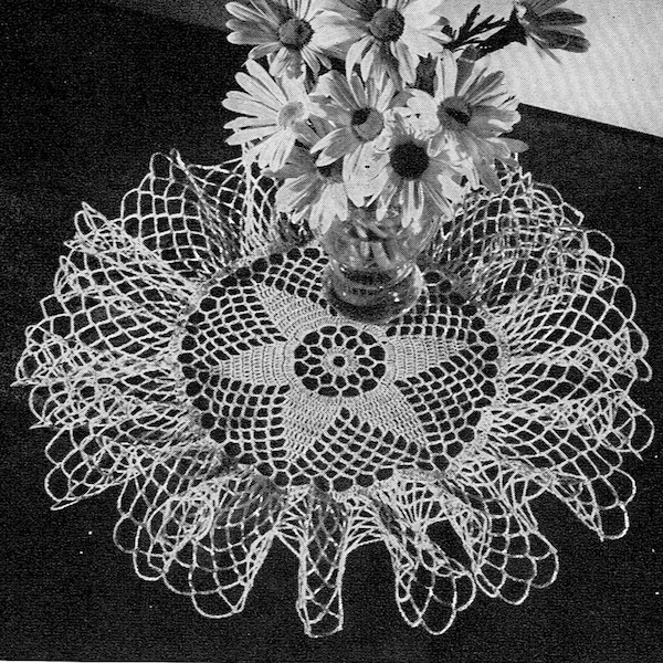 Vintage Crochet Pattern "Frilly Doily" -- INSTANT DOWNLOAD -- 9" Round Crochet Ruffled Table Topper Doily, Digital Pattern PDF, c.1947