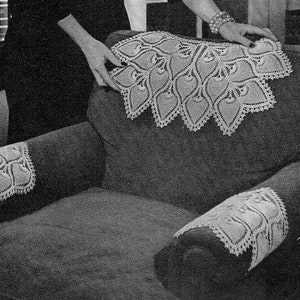 Vintage Crochet Pattern "Pineapple Chair Set" PDF Pattern -- INSTANT DOWNLOAD -- Pineapple Doily Chair Back & Arm Covers,  c. 1947