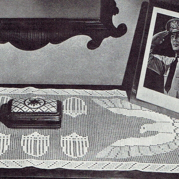 Hero's Salute Vintage Table Runner Crochet Pattern PDF Pattern -- INSTANT DOWNLOAD -- Digital Pattern, 18 x 44 inches, c.1942