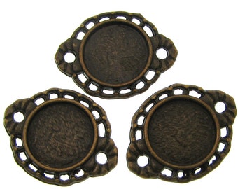 Antique Bronze 10mm Bezel Connector Settings / 10mm Cabochon Settings / Links [10 pieces] -- Lead & Nickel Free 10057.H6A