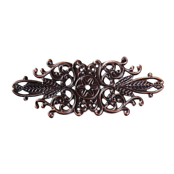 Antique Copper Filigree Flower Links | Metal Filigree Jewelry Stampings [2 pieces] -- Lead, Nickel & Cadmium free F89037 -2