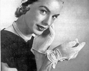 Vintage Crochet Pattern PDF "Butterfly Hat and Gloves" -- INSTANT DOWNLOAD -- Heirloom Crochet Digital Pattern c.1954