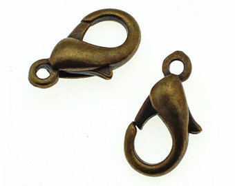 Antique Bronze Lobster Claw Clasps / Teardrop Lobster Clasps ... 12x6mm [10, 20, 50 pieces] -- Nickel Free Jewelry Findings 102.A37