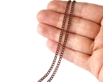 SALE Antique Copper Curb Chain / Twisted Oval Chain 2.5mm x 3.7mm x .7mm [16 feet, 5 meters] -- Lead, Nickel & Cadmium Free 43635