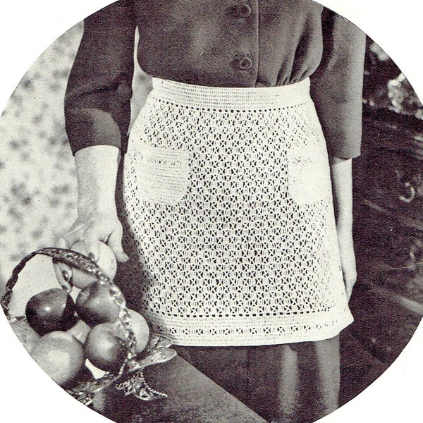 Vintage 1940s Crochet Apron Pattern PDF -- INSTANT DOWNLOAD -- Heirloom Crochet Digital Pattern c.1944