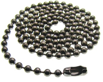 2.4mm Gunmetal BALL CHAIN Necklace with Clasp [ 18 inch, 20 inch, 24 inch, 30 inch ] -- Lead, Nickel & Cadmium Free