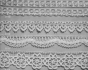 Vintage Lace Crochet Edgings Patterns, Royal Society -- INSTANT DOWNLOAD, PDF -- 5 Different Designs, Digital Crochet Pattern,  c.1943
