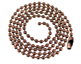 2.4mm Dark Antiqued Copper BALL CHAIN Necklace with Clasp [ 20 inches ] -- Lead & Nickel Free
