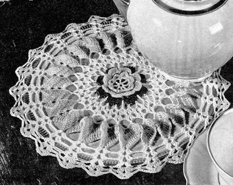 Vintage Doily Crochet Pattern PDF "Rose Hot Plate Mat Cover" -- INSTANT DOWNLOAD -- Heirloom Crochet Digital Pattern c.1949