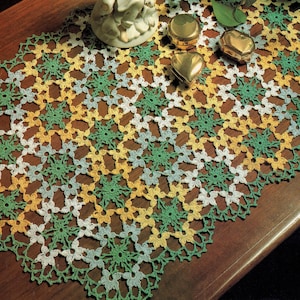 Vintage Crochet Pattern &quot;Multi-Colored Table Runner Doily&quot; Digital Crochet PDF Pattern -- INSTANT DOWNLOAD, 12-1/2” by 21-1/2”