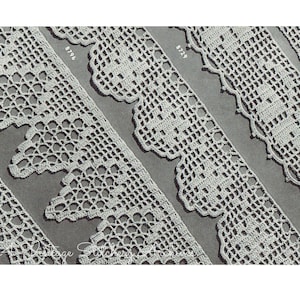 Filet Lace Edgings & Insertions Crochet Patterns, Digital  PDF -- INSTANT DOWNLOAD -- 4 Different Designs, Crochet Digital Pattern c.1942