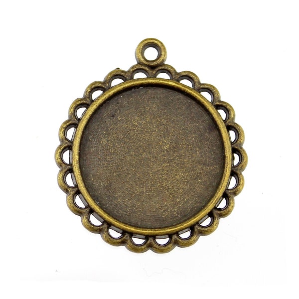 SALE *** Antique Bronze Round Cabochon Settings / 20mm Bezels  [1, 3, 10 pieces] -- 13371.H6F