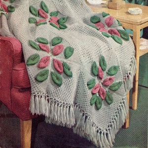 Vintage Knit Afghan PDF Pattern &quot;Petal Drops&quot; / Knitted Blanket Digital Pattern -- INSTANT DOWNLOAD -- The Spool Cotton Company c.1948