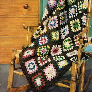 Vintage &quot;Ancestral Favorite&quot; Granny Square Crochet Afghan PDF Pattern -- INSTANT PDF Digital Download -- The Spool Cotton Company, c.1948