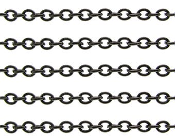 Gunmetal Cable Chain / Oval Link Chain Finding 5 x 4 x 1mm [15 feet] -- Lead, Nickel & Cadmium Free 52041